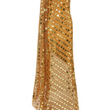 Gold Handmade Knitted Sequin Embroidered One Shoulder Gown