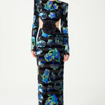 FW24-D-1031-Printed Blue-34 raisa_vanessa stretchy-velvet-flower-patterned-stone-printed-cut-out-detailed-black-gown-with-organza-black-flower-detail