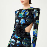 FW24-D-1031-Printed Blue-40 raisa_vanessa stretchy-velvet-flower-patterned-stone-printed-cut-out-detailed-black-gown-with-organza-black-flower-detail