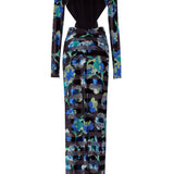 FW24-D-1031-Printed Blue-44 raisa_vanessa stretchy-velvet-flower-patterned-stone-printed-cut-out-detailed-black-gown-with-organza-black-flower-detail