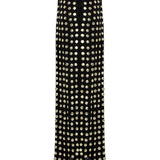 Black Handmade Gold Polka Dot Detailed Silk Chiffon Maxi Dress