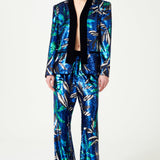 Flower Patterned Sequin Woven Lycra Pants