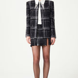 Black & White Plaid Tweed Sequined Jacket