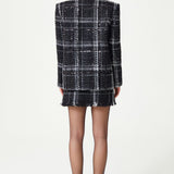 Black & White Plaid Tweed Sequined Jacket