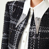 Black & White Plaid Tweed Sequined Jacket