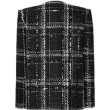 Black & White Plaid Tweed Sequined Jacket