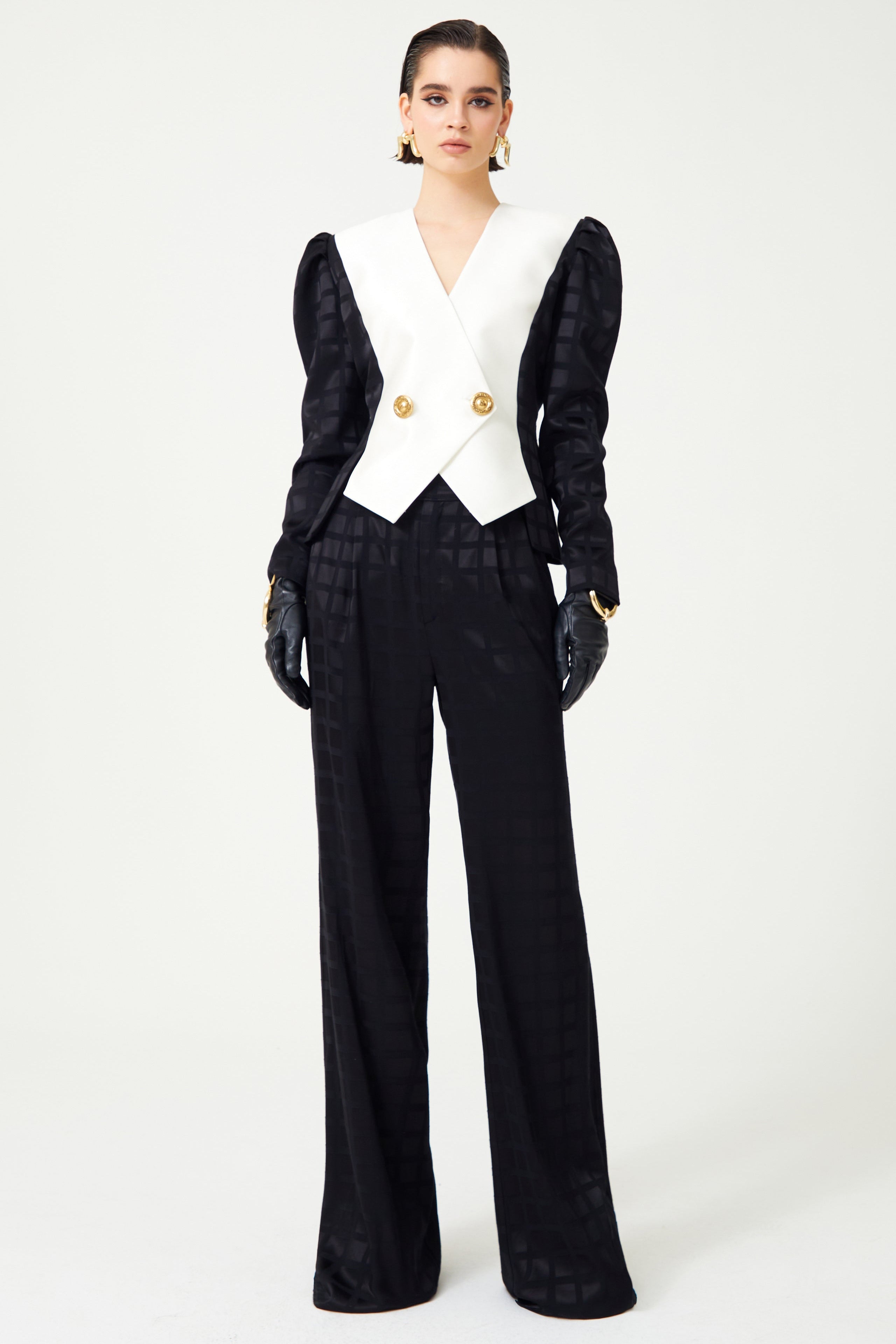 FW24-J-1005-Black-34 raisa_vanessa black-and-white-jacket-with-puffer-style-sleeves