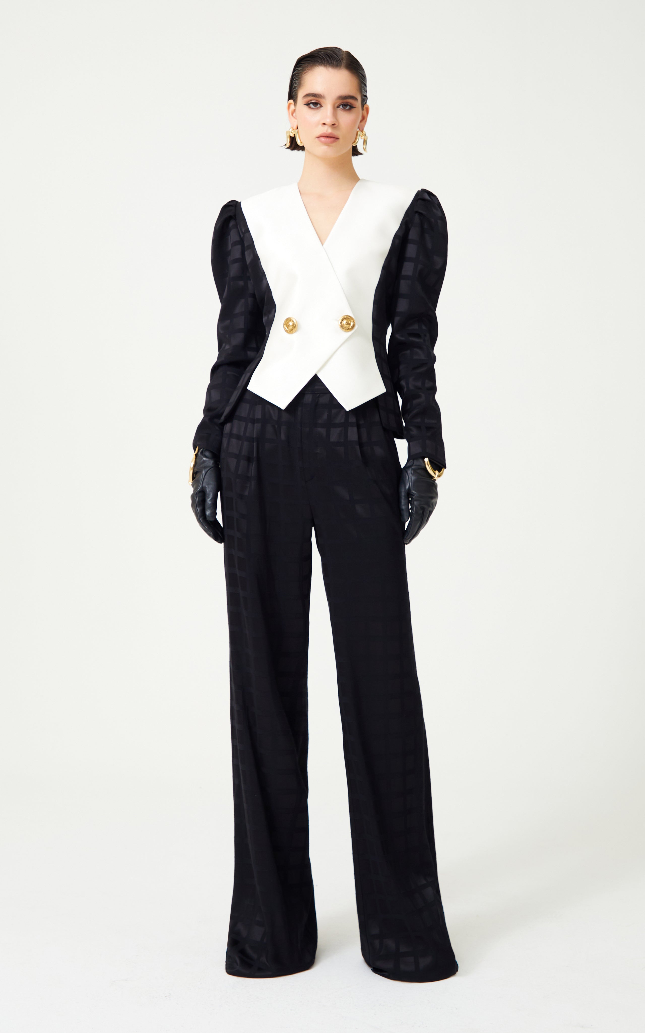 FW24-J-1005-Black-34 raisa_vanessa black-and-white-jacket-with-puffer-style-sleeves