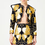 Gold Flower Brouded Jaquard Mini Jacket