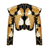 Gold Flower Brouded Jaquard Mini Jacket