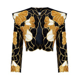 Gold Flower Brouded Jaquard Mini Jacket