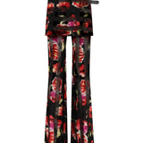 Red Flower Printed Stretchy Pants