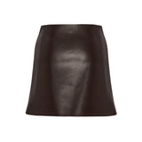 Fully Embroidered Brown Mini Leather Skirt