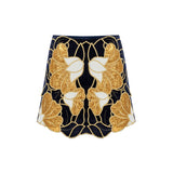 Gold Flower Brouded Jaquard Mini Skirt