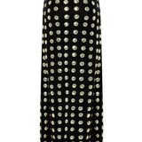 Black Handmade Gold Polka Dot Detailed Silk Chiffon Ankle Length Skirt