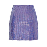 Lilac Sequin Embellished Flower Brouded Mini Skirt