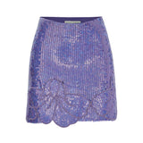 Lilac Sequin Embellished Flower Brouded Mini Skirt