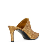 Gold Jacquard Heeled Clog