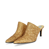 Gold Jacquard Heeled Clog