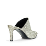 Silver Jacquard Heeled Clog