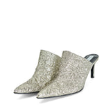 Silver Jacquard Heeled Clog