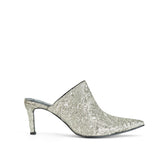 Silver Jacquard Heeled Clog