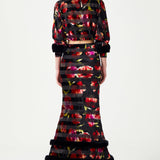 FW24-T-1001-Printed Red-42 raisa_vanessa red-flower-printed-stretchy-black-crop-top-with-feather-sleeve-finishing-1