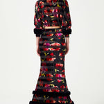 FW24-T-1001-Printed Red-42 raisa_vanessa red-flower-printed-stretchy-black-crop-top-with-feather-sleeve-finishing