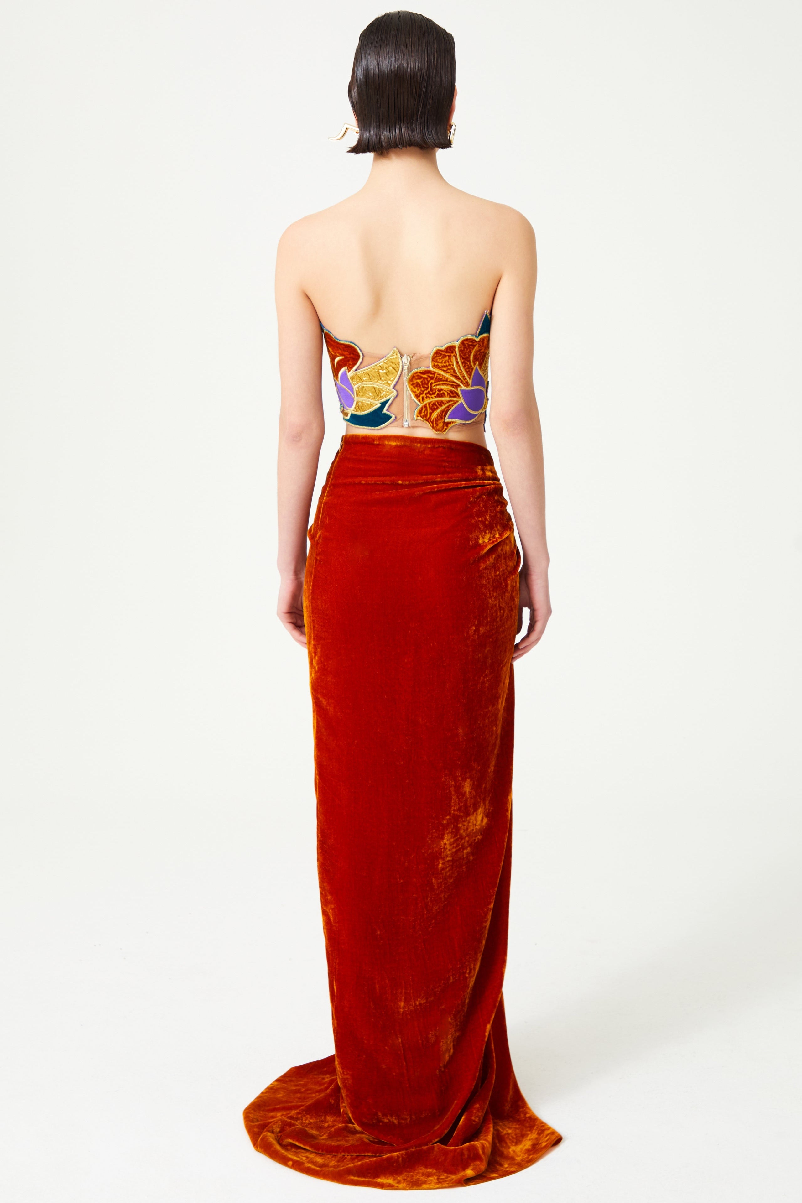 FW24-S-1011-Brick-36 raisa_vanessa brick-red-silk-velvet-maxi-skirt