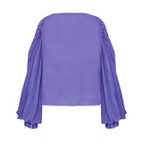Lilac Silk Chiffon Shirt With Sequin Embroidered Collar