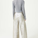 Glitter Knit Crop Cardigan With Metallic Buttons