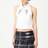 Black & White Plaid Tweed Sequined Mini Skirt