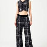 FW24-P-1008-Black-34 raisa_vanessa black-white-plaid-sequin-embellished-tweed-pants