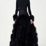 FW24-S-1021-Black-34 raisa_vanessa organza-flower-detailed-black-puffy-skirt-with-corseted-waist