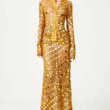 Gold Sequin Embroidered Maxi Skirt