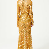 Gold Sequin Embroidered Maxi Skirt