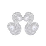 Silver Metal Snake Earrings With Crystals And Silver Stones