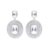 Silver Metal Earrings With Crystals And Silver Stones