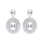 Silver Metal Earrings With Crystals And Silver Stones