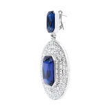 Silver Metal Earrings With Crystals And Sapphire Stones