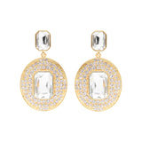 Gold Metal Earrings With Crystals And Silver Stones