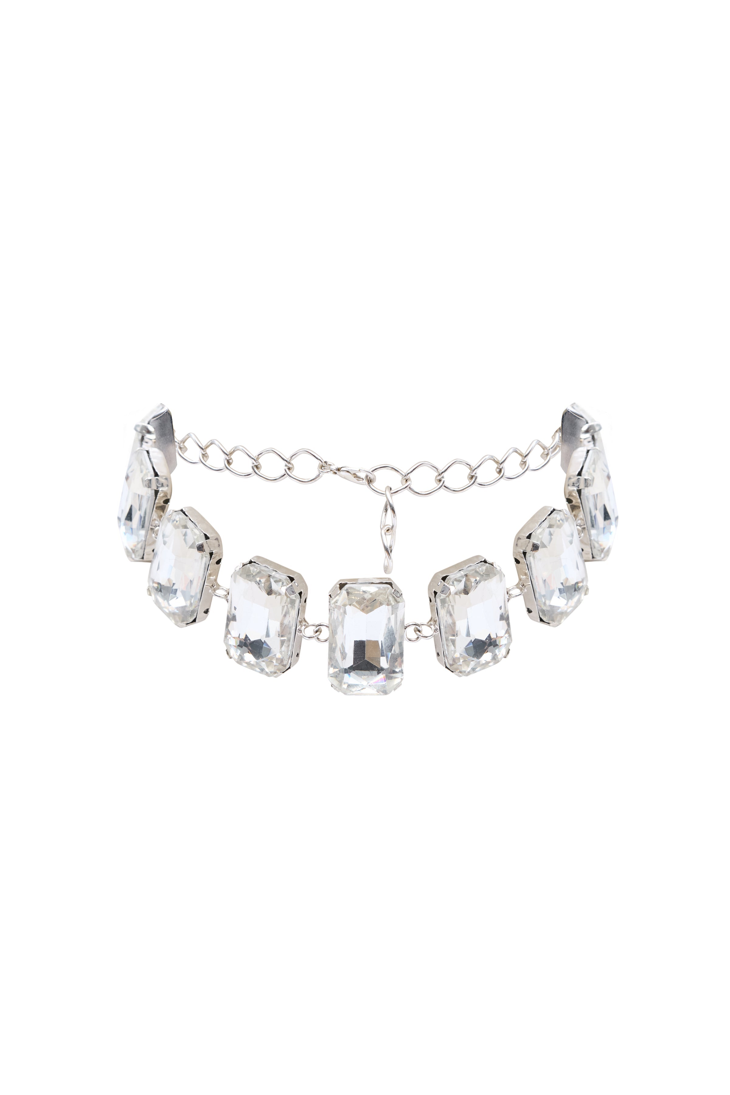 Silver Metal Choker With Crystal Stones