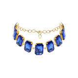 Gold Metal Choker With Sapphire Stones