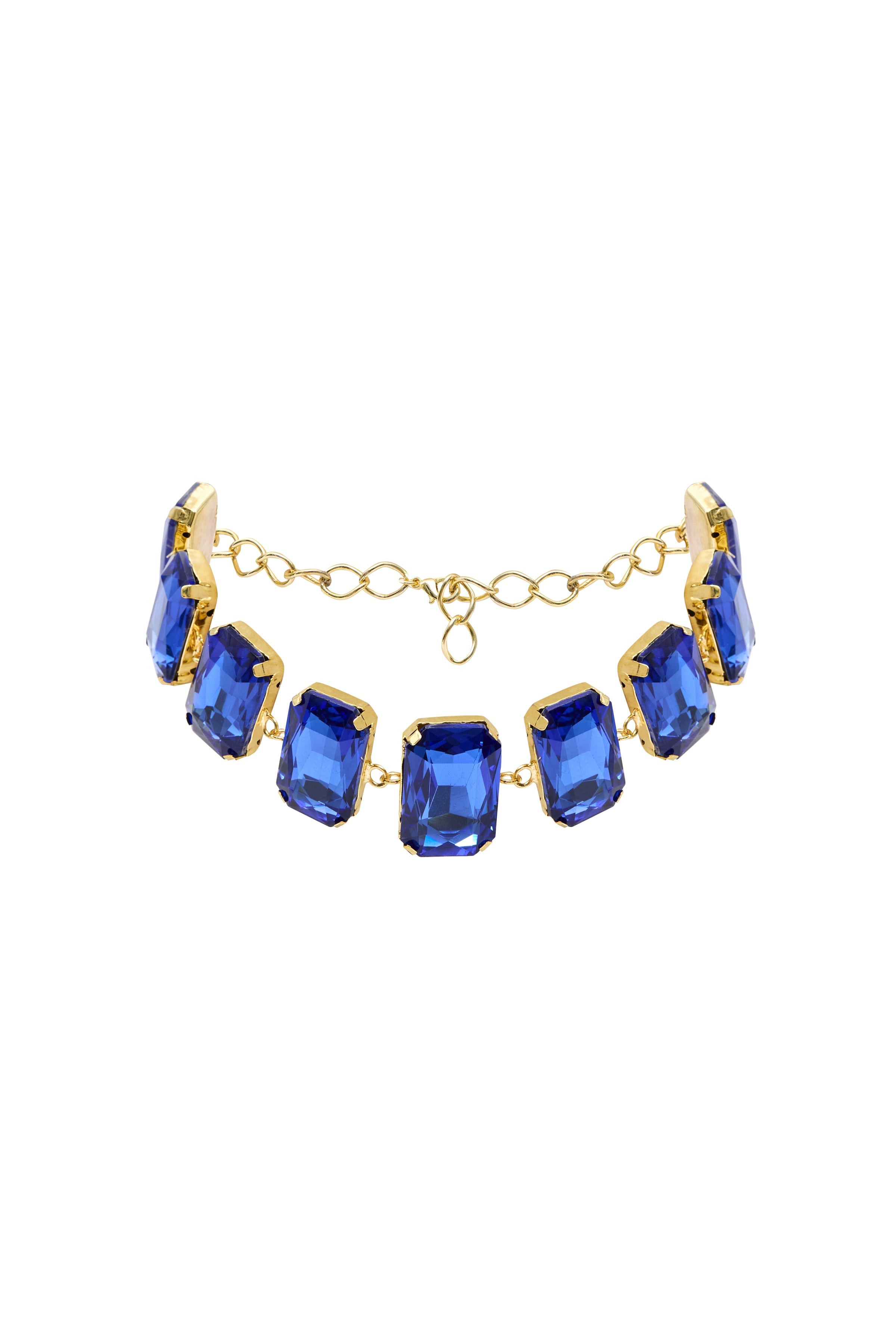 Gold Metal Choker With Sapphire Stones