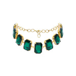 Gold Metal Choker With Emerald Stones