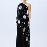 FW25-D-1023-Black-36 raisa_vanessa one-shouldered-black-sequined-chiffon-dress-with-patent-flowers
