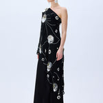 FW25-D-1023-Black-38 raisa_vanessa one-shouldered-black-sequined-chiffon-dress-with-patent-flowers