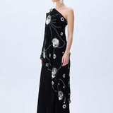 FW25-D-1023-Black-38 raisa_vanessa one-shouldered-black-sequined-chiffon-dress-with-patent-flowers