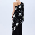 FW25-D-1023-Black-42 raisa_vanessa one-shouldered-black-sequined-chiffon-dress-with-patent-flowers