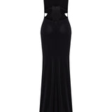 Black Jersey Dress With Cutout Detail With Crystal Borders